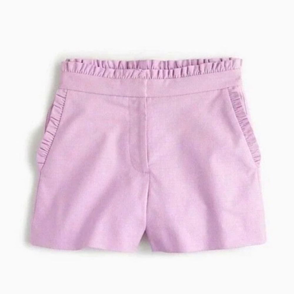 J. Crew Lilac High Waist Ruffle Trim Shorts